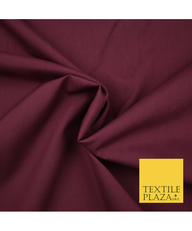 WINE BURGUNDY Premium Plain Polycotton Dyed Fabric Dress Craft Material 44" 3114