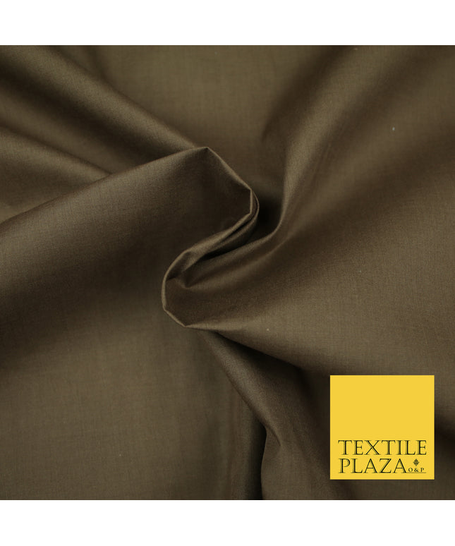 WALNUT BROWN Premium Plain Polycotton Dyed Fabric Dress Craft Material 44" 3116
