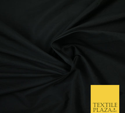 BLACK Premium Plain Dyed Faux Matte Silk TAFFETA Dress Fabric Material 3123