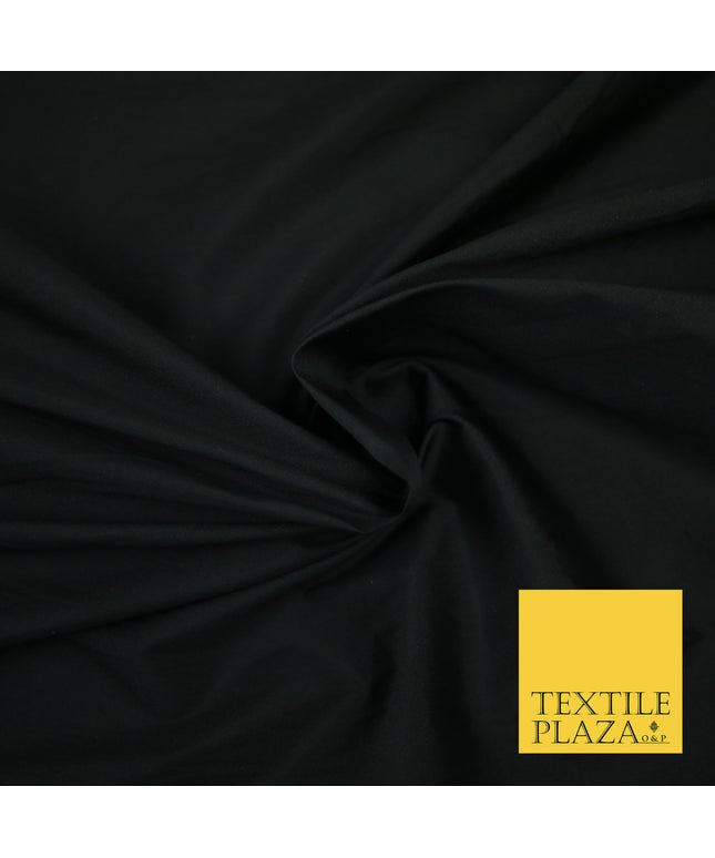BLACK Premium Plain Dyed Faux Matte Silk TAFFETA Dress Fabric Material 3123