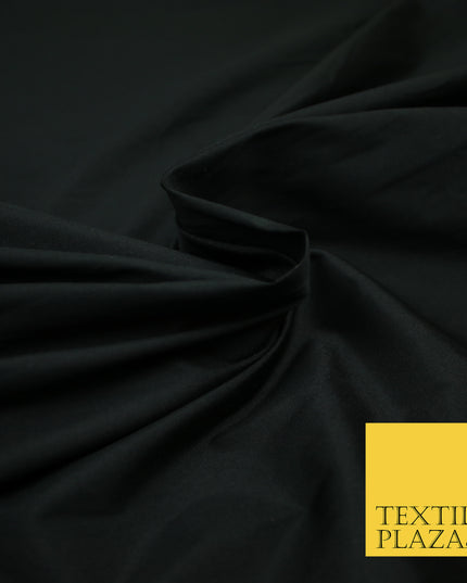 BLACK Premium Plain Dyed Faux Matte Silk TAFFETA Dress Fabric Material 3123
