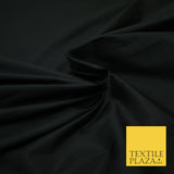 BLACK Premium Plain Dyed Faux Matte Silk TAFFETA Dress Fabric Material 3123