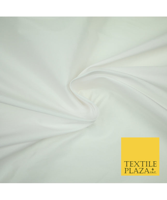 WHITE Premium Plain Dyed Faux Matte Silk TAFFETA Dress Fabric Material 3124