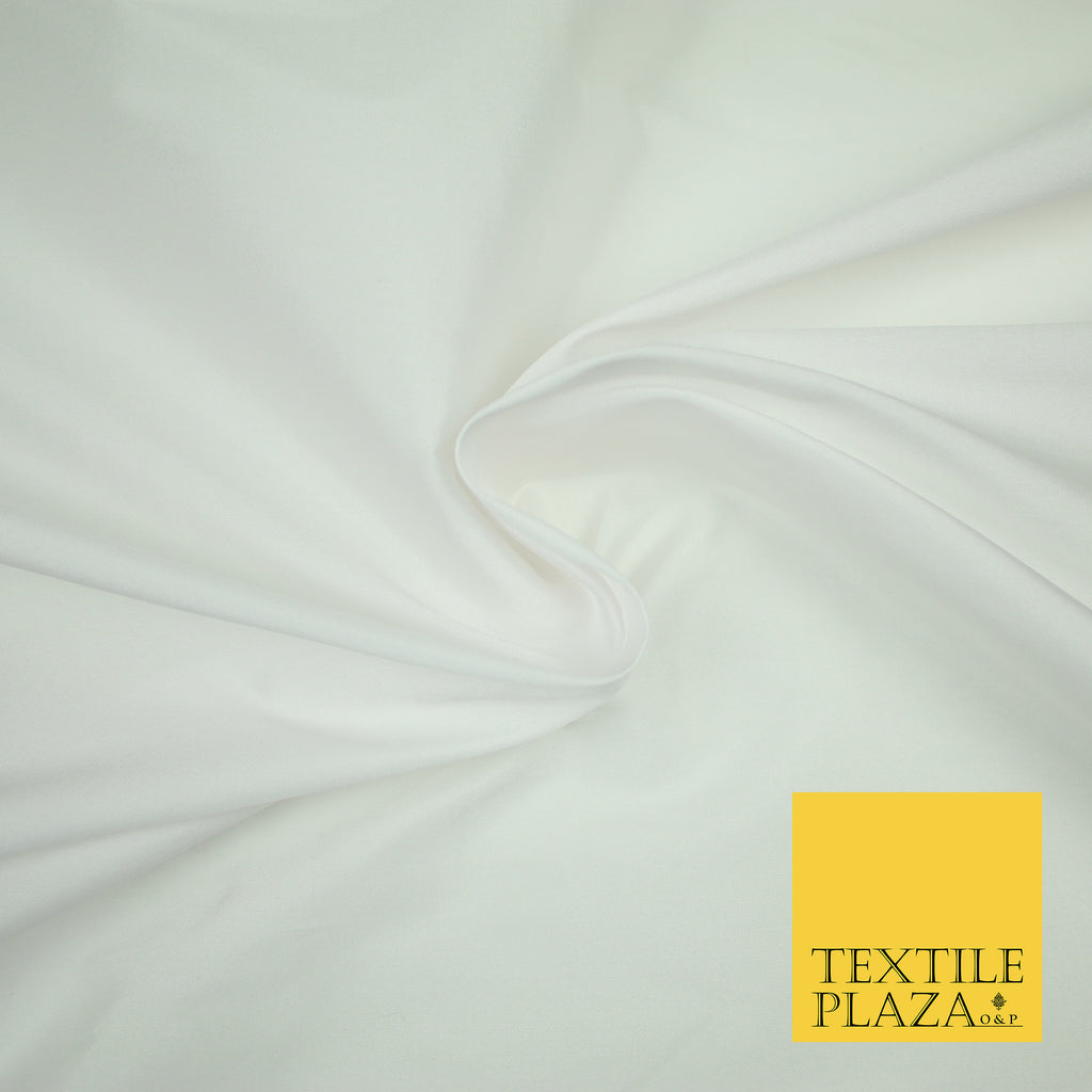 WHITE Premium Plain Dyed Faux Matte Silk TAFFETA Dress Fabric Material 3124