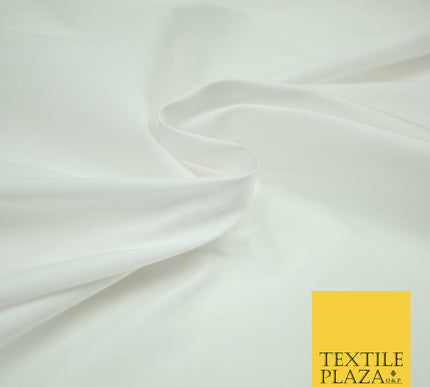 WHITE Premium Plain Dyed Faux Matte Silk TAFFETA Dress Fabric Material 3124