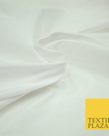 WHITE Premium Plain Dyed Faux Matte Silk TAFFETA Dress Fabric Material 3124