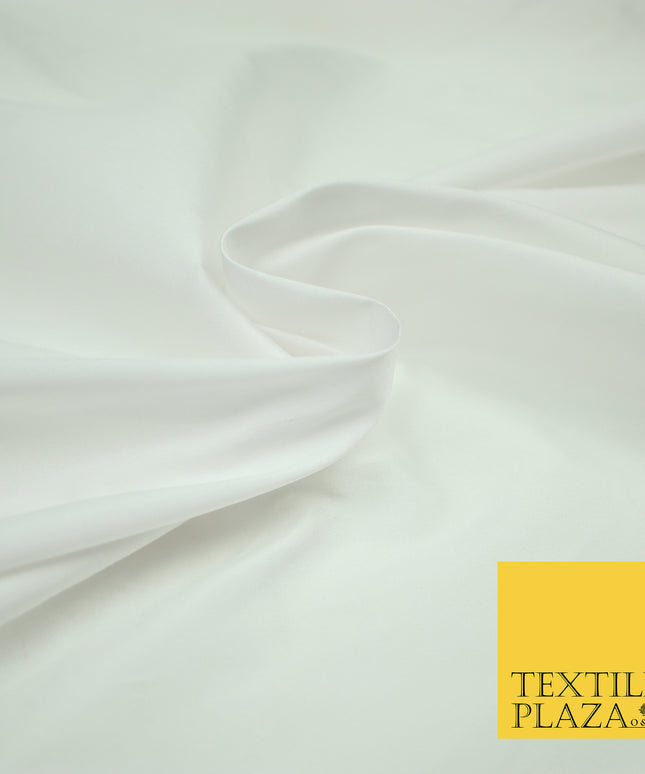 WHITE Premium Plain Dyed Faux Matte Silk TAFFETA Dress Fabric Material 3124