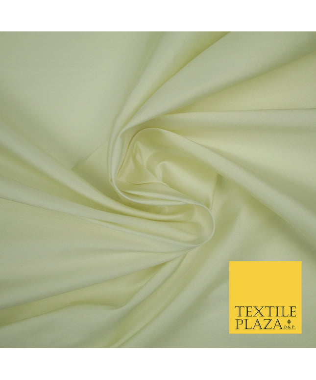 LEMON CREAM Premium Plain Dyed Faux Matte Silk TAFFETA Dress Fabric Material 3125