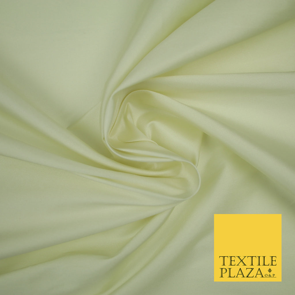 LEMON CREAM Premium Plain Dyed Faux Matte Silk TAFFETA Dress Fabric Material 3125