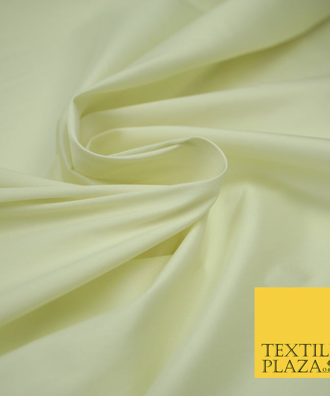 LEMON CREAM Premium Plain Dyed Faux Matte Silk TAFFETA Dress Fabric Material 3125