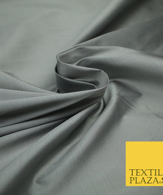 SILVER GREY TWO TONE Premium Plain Dyed Faux Matte Silk TAFFETA Dress Fabric Material 3130