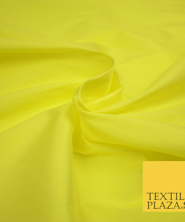 FLO YELLOW Premium Plain Dyed Faux Matte Silk TAFFETA Dress Fabric Material 3143