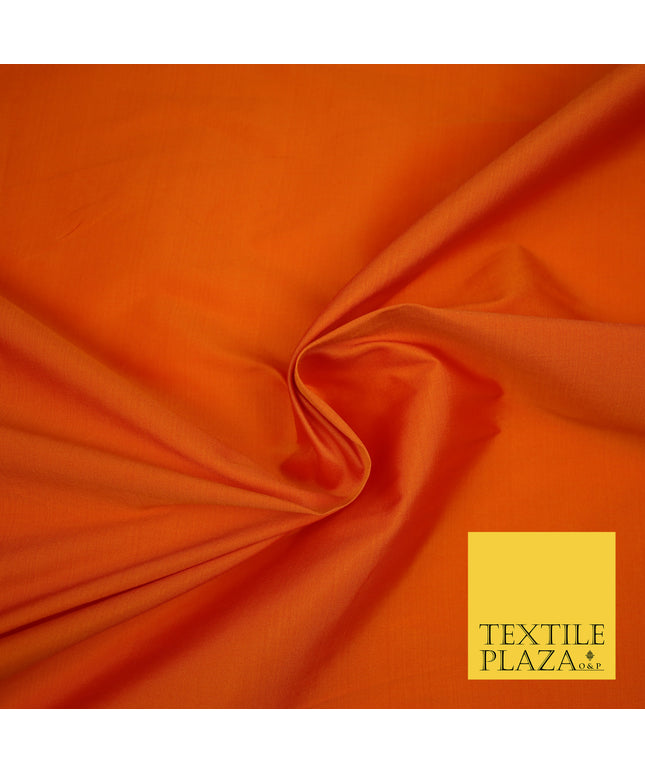 ORANGE Premium Plain Dyed Faux Matte Silk TAFFETA Dress Fabric Material 3145