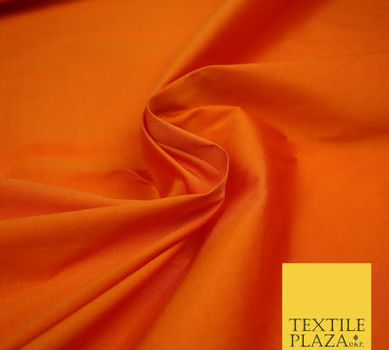 ORANGE Premium Plain Dyed Faux Matte Silk TAFFETA Dress Fabric Material 3145