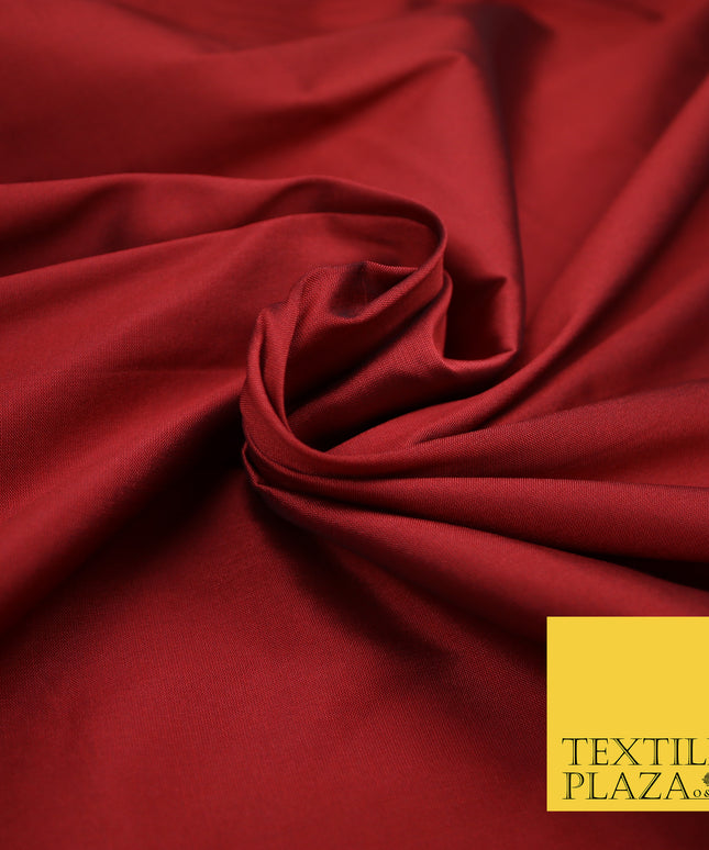 MAROON RED Premium Plain Dyed Faux Matte Silk TAFFETA Dress Fabric Material 3148