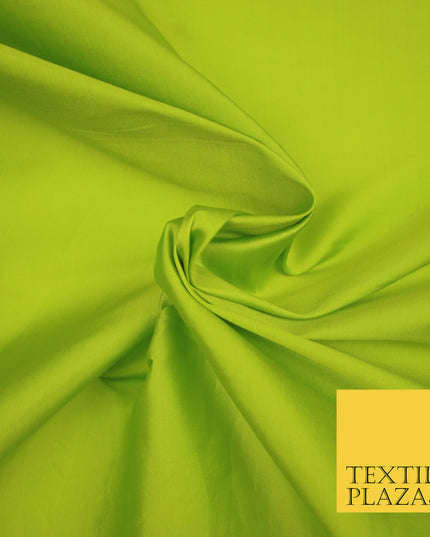 FLO GREEN / PARROT / LIME Premium Plain Dyed Faux Matte Silk TAFFETA Dress Fabric Material 3160