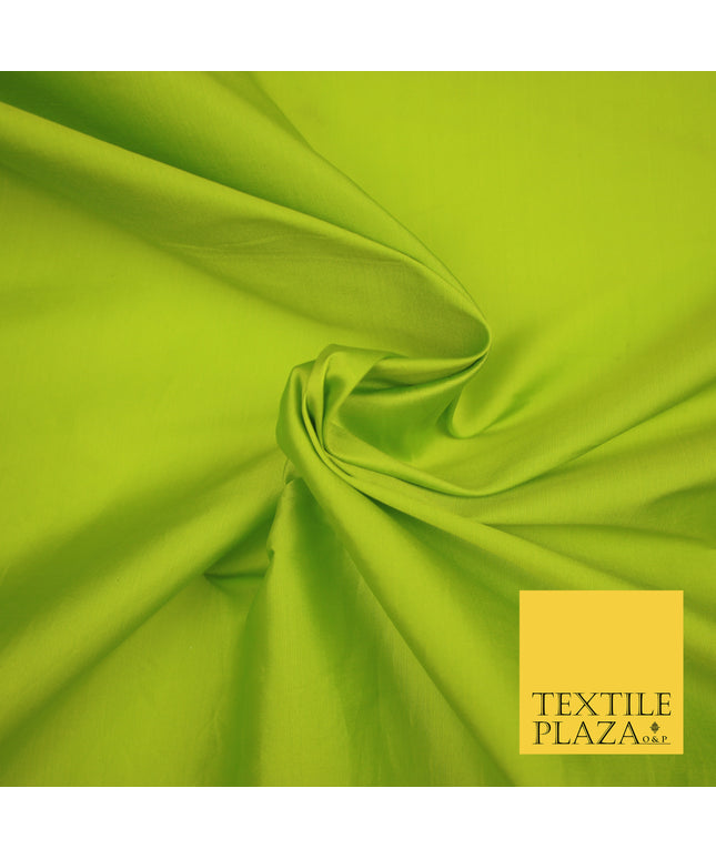 FLO GREEN / PARROT / LIME Premium Plain Dyed Faux Matte Silk TAFFETA Dress Fabric Material 3160
