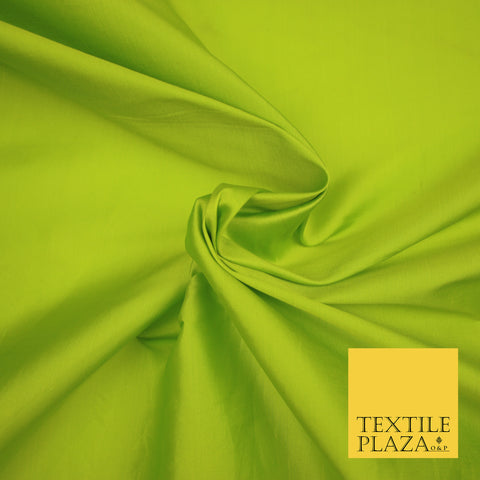 FLO GREEN / PARROT / LIME Premium Plain Dyed Faux Matte Silk TAFFETA Dress Fabric Material 3160