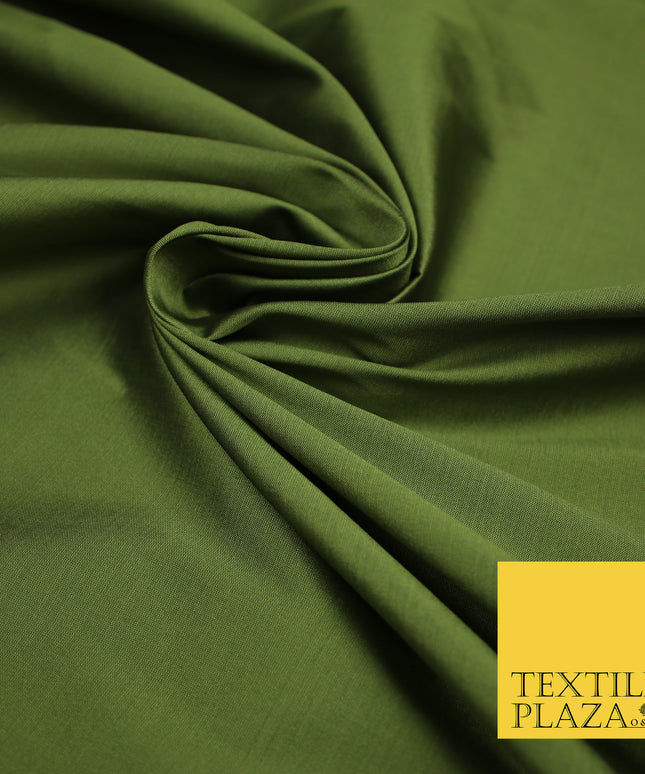 KHAKI GREEN Premium Plain Dyed Faux Matte Silk TAFFETA Dress Fabric Material 3161