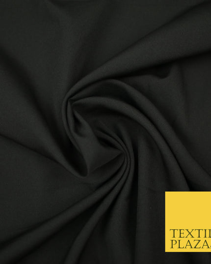 BLACK Plain Dyed Soft Powder Crepe Matt Lining Dress 100% Polyester Budget Fabric 44" 3234