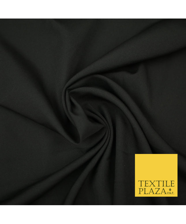 BLACK Plain Dyed Soft Powder Crepe Matt Lining Dress 100% Polyester Budget Fabric 44" 3234