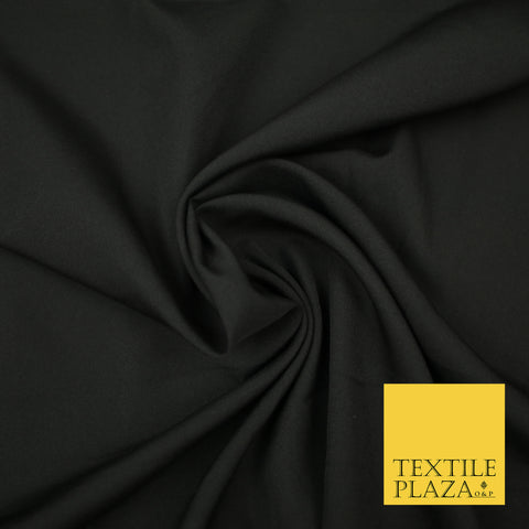 BLACK Plain Dyed Soft Powder Crepe Matt Lining Dress 100% Polyester Budget Fabric 44" 3234