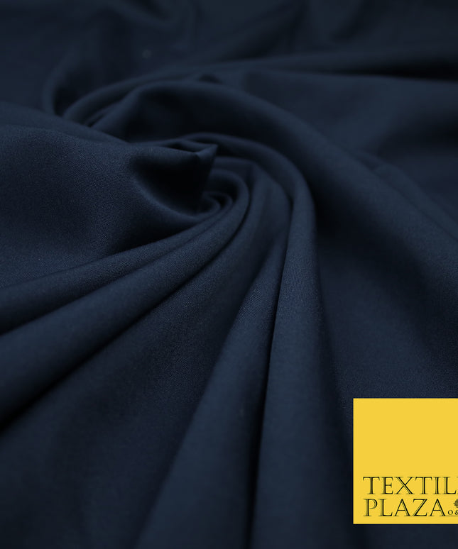 NAVY BLUE Plain Dyed Soft Powder Crepe Matt Lining Dress 100% Polyester Budget Fabric 44" 3235