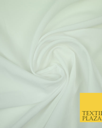 WHITE Plain Dyed Soft Powder Crepe Matt Lining Dress 100% Polyester Budget Fabric 44" 3240