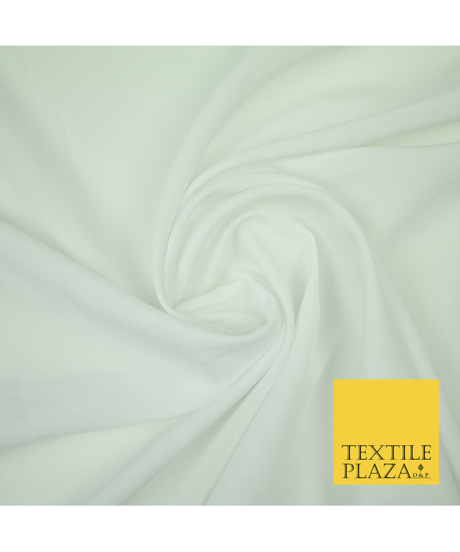 WHITE Plain Dyed Soft Powder Crepe Matt Lining Dress 100% Polyester Budget Fabric 44" 3240