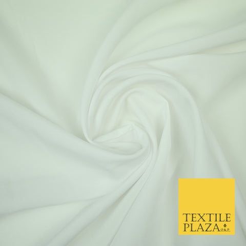 WHITE Plain Dyed Soft Powder Crepe Matt Lining Dress 100% Polyester Budget Fabric 44" 3240