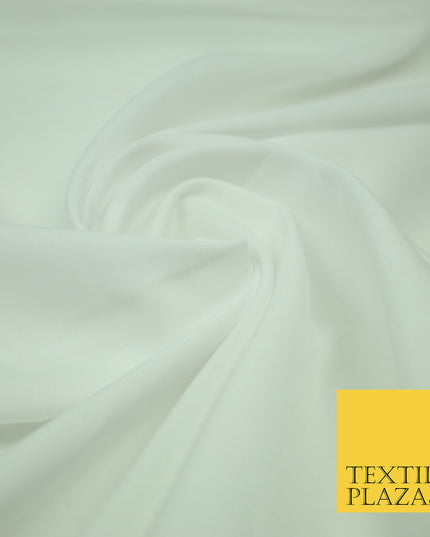 WHITE Plain Dyed Soft Powder Crepe Matt Lining Dress 100% Polyester Budget Fabric 44" 3240