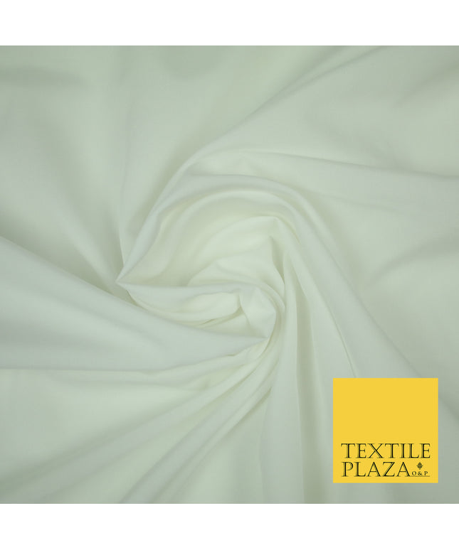 OFF WHITE Plain Dyed Soft Powder Crepe Matt Lining Dress 100% Polyester Budget Fabric 44" 3241