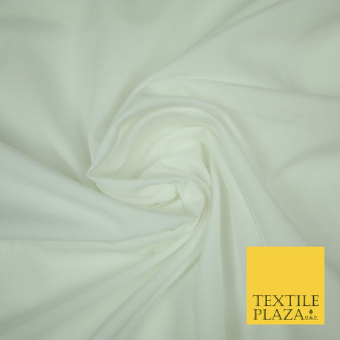 OFF WHITE Plain Dyed Soft Powder Crepe Matt Lining Dress 100% Polyester Budget Fabric 44" 3241