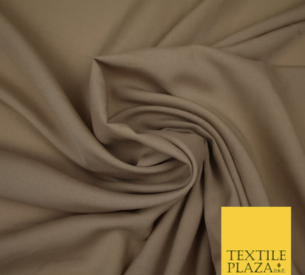 TAUPE Plain Dyed Soft Powder Crepe Matt Lining Dress 100% Polyester Budget Fabric 44" 3246