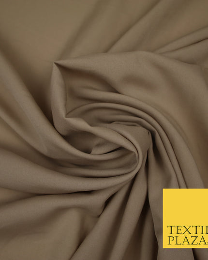 TAUPE Plain Dyed Soft Powder Crepe Matt Lining Dress 100% Polyester Budget Fabric 44" 3246