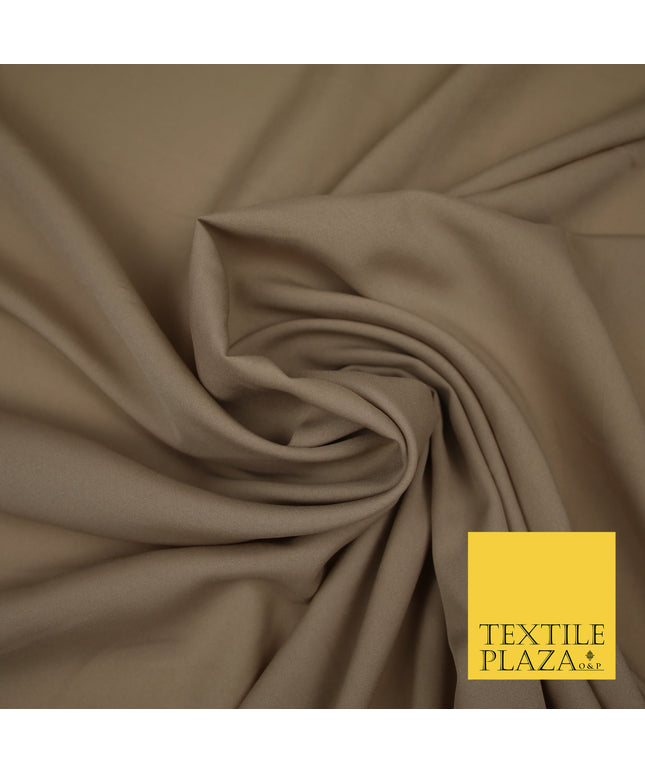 TAUPE Plain Dyed Soft Powder Crepe Matt Lining Dress 100% Polyester Budget Fabric 44" 3246