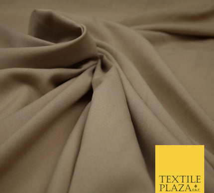TAUPE Plain Dyed Soft Powder Crepe Matt Lining Dress 100% Polyester Budget Fabric 44" 3246