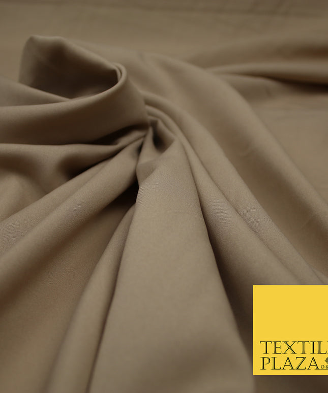 TAUPE Plain Dyed Soft Powder Crepe Matt Lining Dress 100% Polyester Budget Fabric 44" 3246