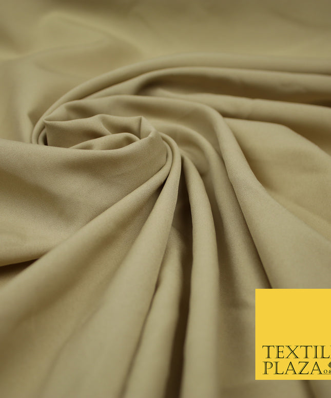 BEIGE Plain Dyed Soft Powder Crepe Matt Lining Dress 100% Polyester Budget Fabric 44" 3247