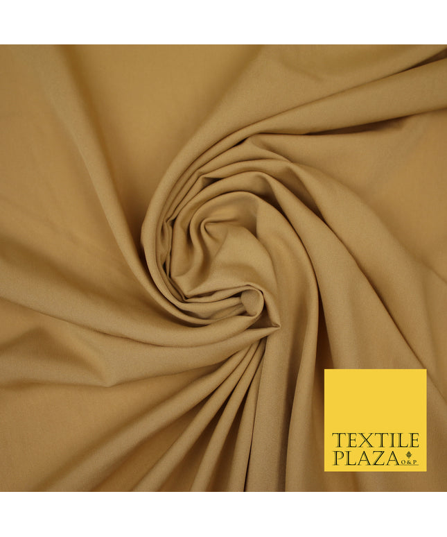ANTIQUE GOLD Plain Dyed Soft Powder Crepe Matt Lining Dress 100% Polyester Budget Fabric 44" 3249