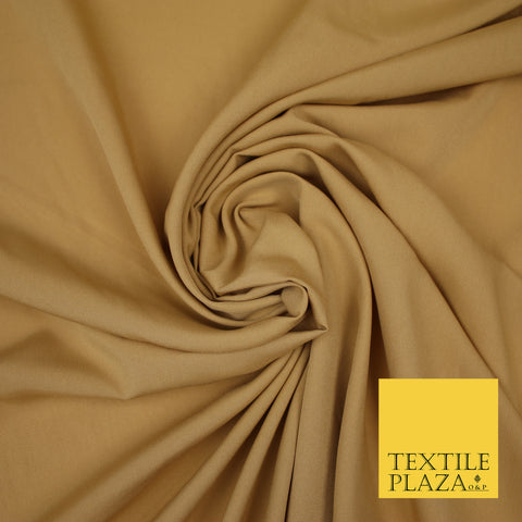 ANTIQUE GOLD Plain Dyed Soft Powder Crepe Matt Lining Dress 100% Polyester Budget Fabric 44" 3249