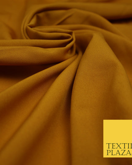 MUSTARD Plain Dyed Soft Powder Crepe Matt Lining Dress 100% Polyester Budget Fabric 44" 3252