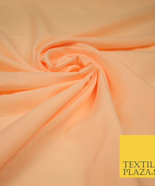 PEACH Plain Dyed Soft Powder Crepe Matt Lining Dress 100% Polyester Budget Fabric 44" 3256