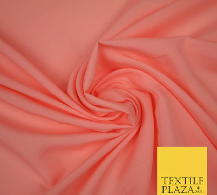 PEACH PINK Plain Dyed Soft Powder Crepe Matt Lining Dress 100% Polyester Budget Fabric 44" 3257