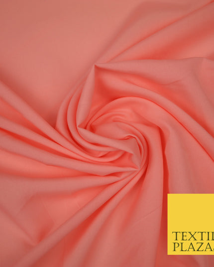 PEACH PINK Plain Dyed Soft Powder Crepe Matt Lining Dress 100% Polyester Budget Fabric 44" 3257