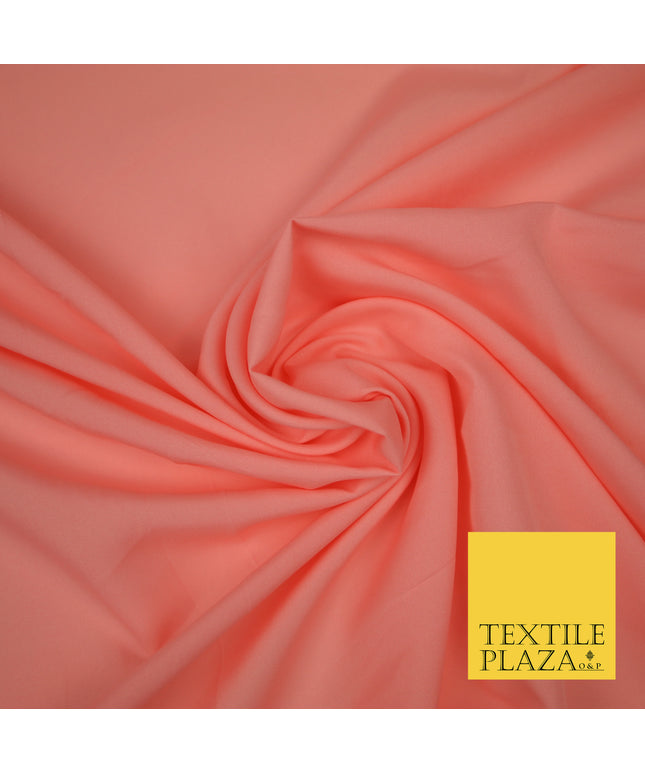 PEACH PINK Plain Dyed Soft Powder Crepe Matt Lining Dress 100% Polyester Budget Fabric 44" 3257