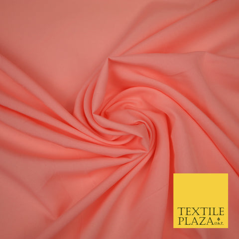 PEACH PINK Plain Dyed Soft Powder Crepe Matt Lining Dress 100% Polyester Budget Fabric 44" 3257