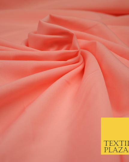 PEACH PINK Plain Dyed Soft Powder Crepe Matt Lining Dress 100% Polyester Budget Fabric 44" 3257