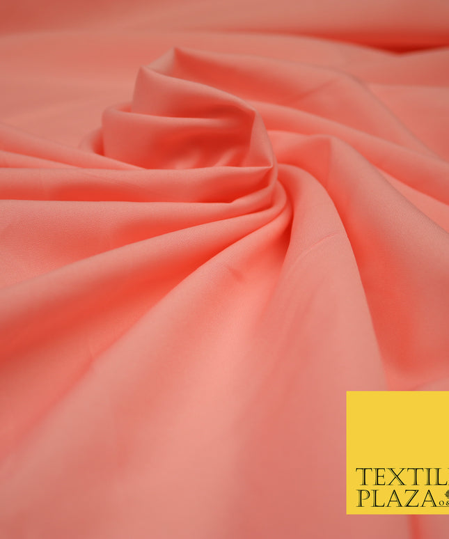 PEACH PINK Plain Dyed Soft Powder Crepe Matt Lining Dress 100% Polyester Budget Fabric 44" 3257