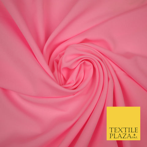 BUBBLEGUM PINK Plain Dyed Soft Powder Crepe Matt Lining Dress 100% Polyester Budget Fabric 44" 3260